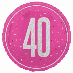 Hot Pink and Silver 40th Birthday Foil Balloon Prismatic