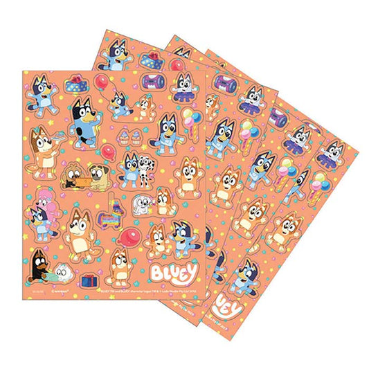 Bluey Party Bag Stickers Sheets Pack of 4 | Party Save Smile