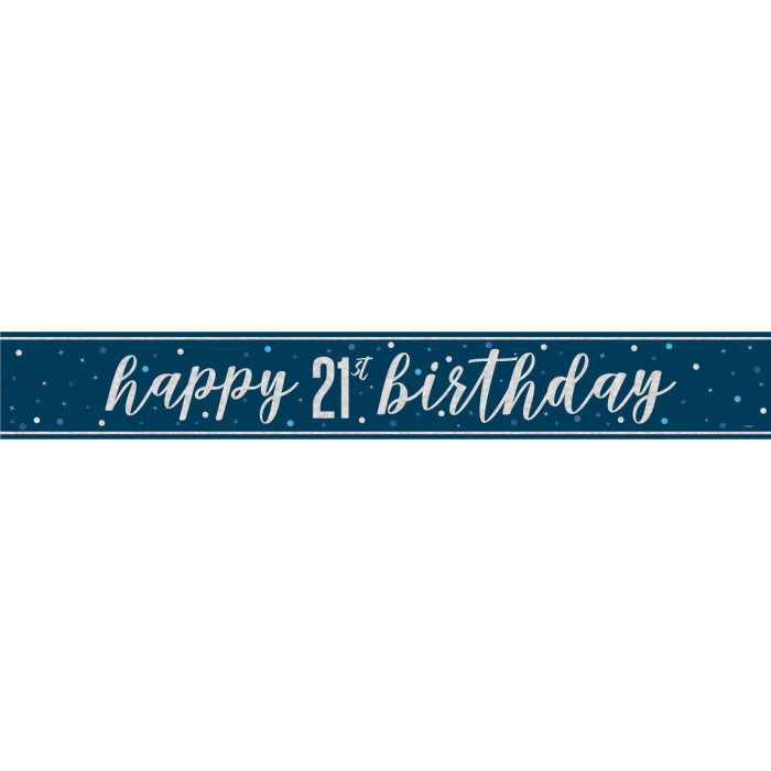 Blue Glitz 21st Birthday Party Pack: Tableware & Decoration Kit