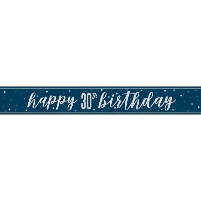 Blue Glitz 30th Birthday Party Pack: Tableware & Decoration Kit