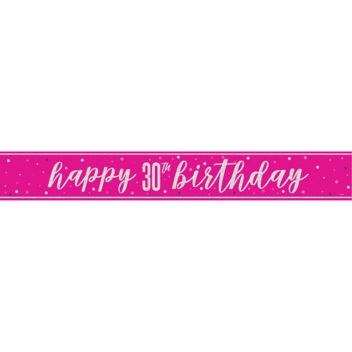 Pink Glitz 30th Birthday Party Pack: Tableware & Decoration Kit