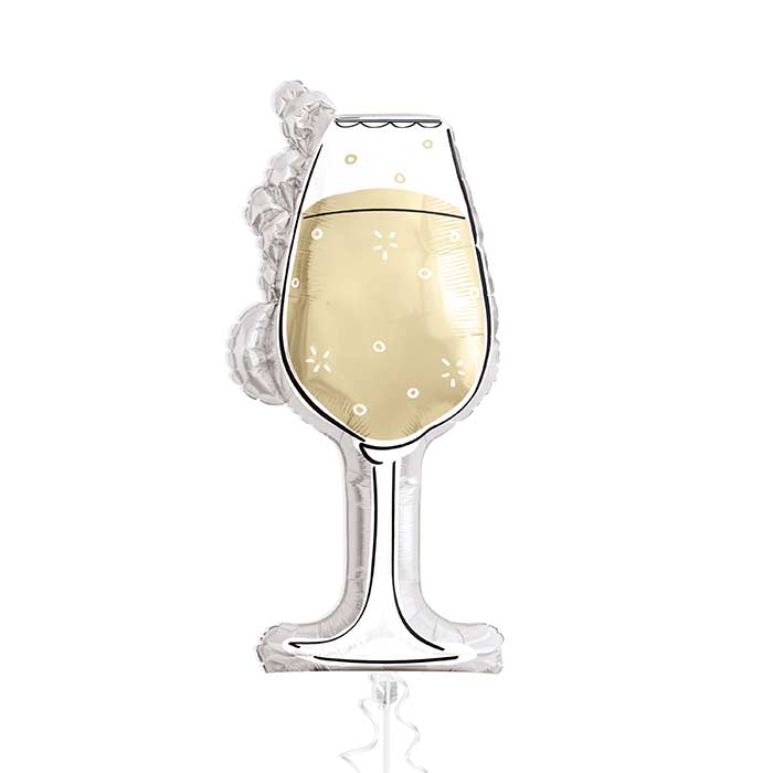 Black and Gold Wine Glass Shaped Foil Balloon | Party Save Smile