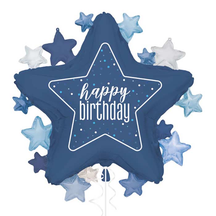 Dark Blue Happy Birthday Giant Star Foil Balloon | Party Save Smile