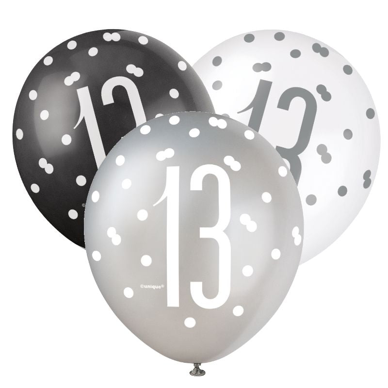 Black Glitz 13th Birthday Party Pack – Teenager Banner Set