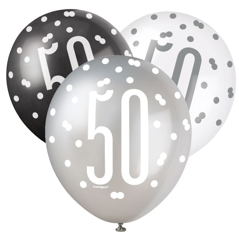Black & Silver 50th Birthday Pack with Plates and Napkins - Party Save Smile