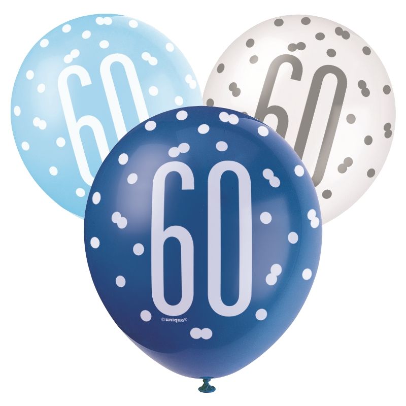 Blue Silver 60th Birthday Decoration Pack: Party Kit - Party Save Smile