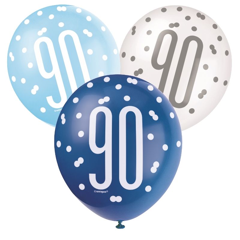 Blue & Silver 90th Birthday Party Pack: Tableware & Decor