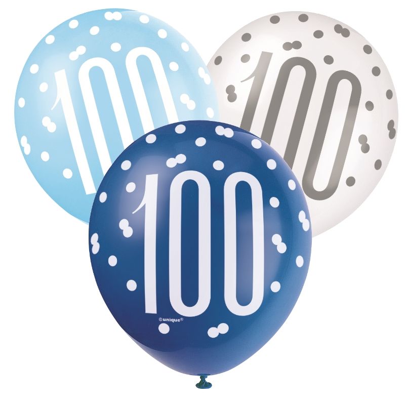 Blue Glitz Premium 100th Birthday Party Pack