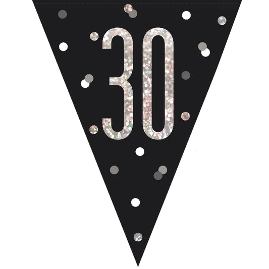 Black and Silver 30th Bunting.