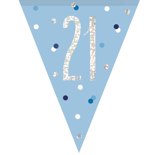 Blue & Silver 21st Birthday Bunting | Party Save Smile