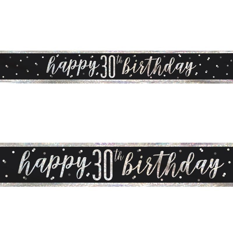 Black & Silver 30th Birthday Decoration Pack