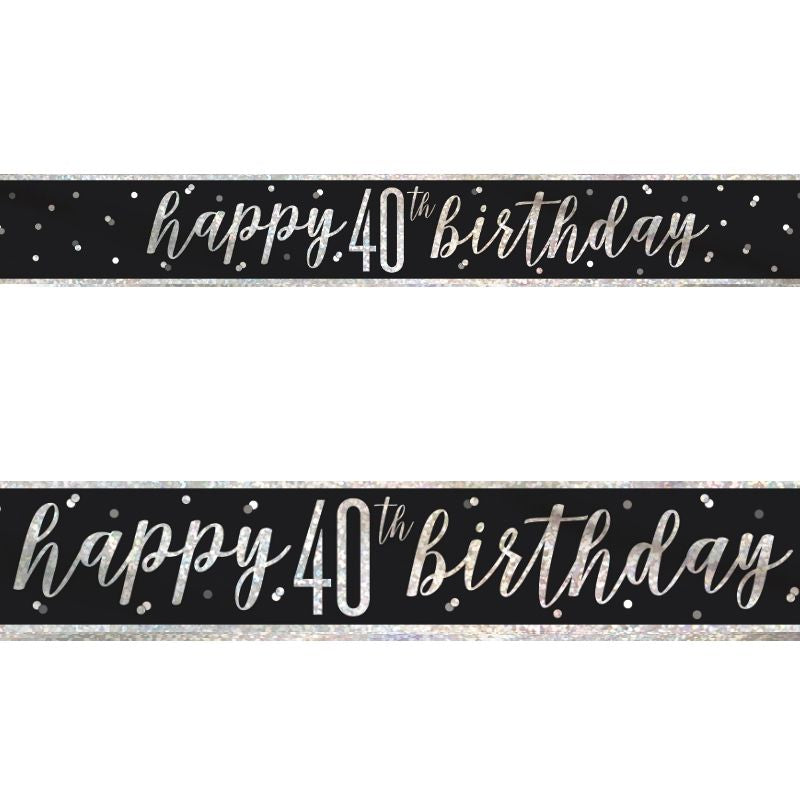 Black & Silver 40th Birthday Party Pack - Party Save Smile