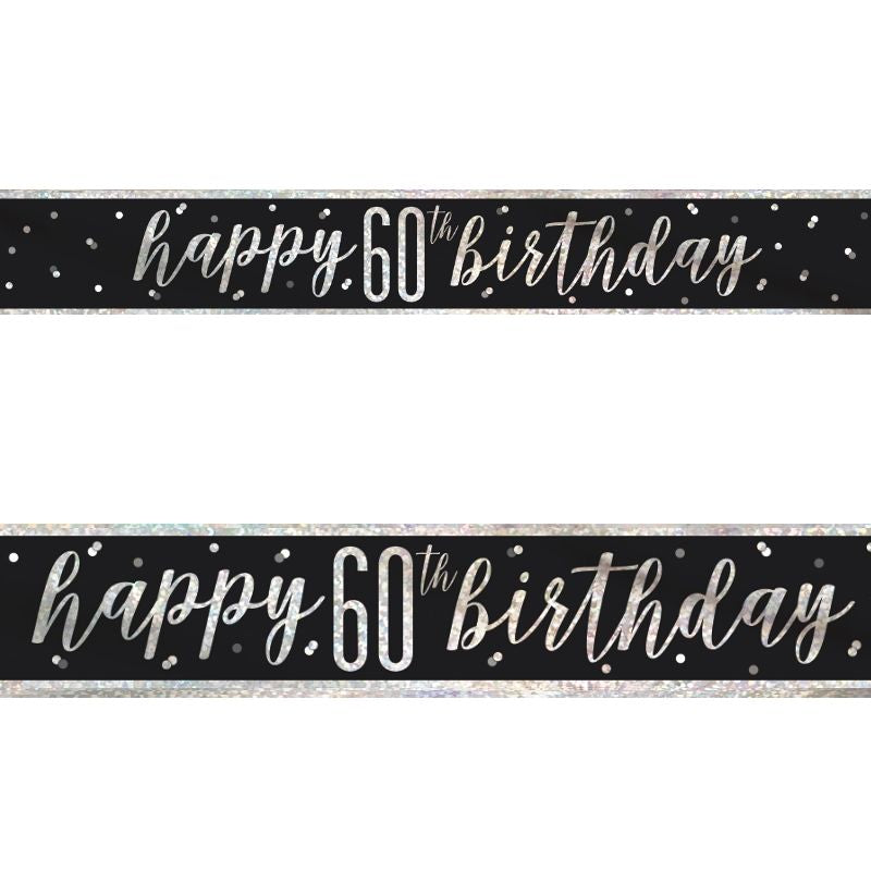 Black Silver 60th Birthday Party Pack: Tableware & Décor Kit - Party Save Smile