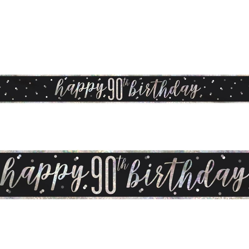 90 Banner Black and Silver 2.7 metres | Party Save Smile