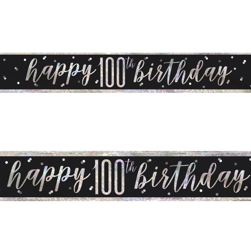 Black Glitz Premium 100th Birthday Party Pack