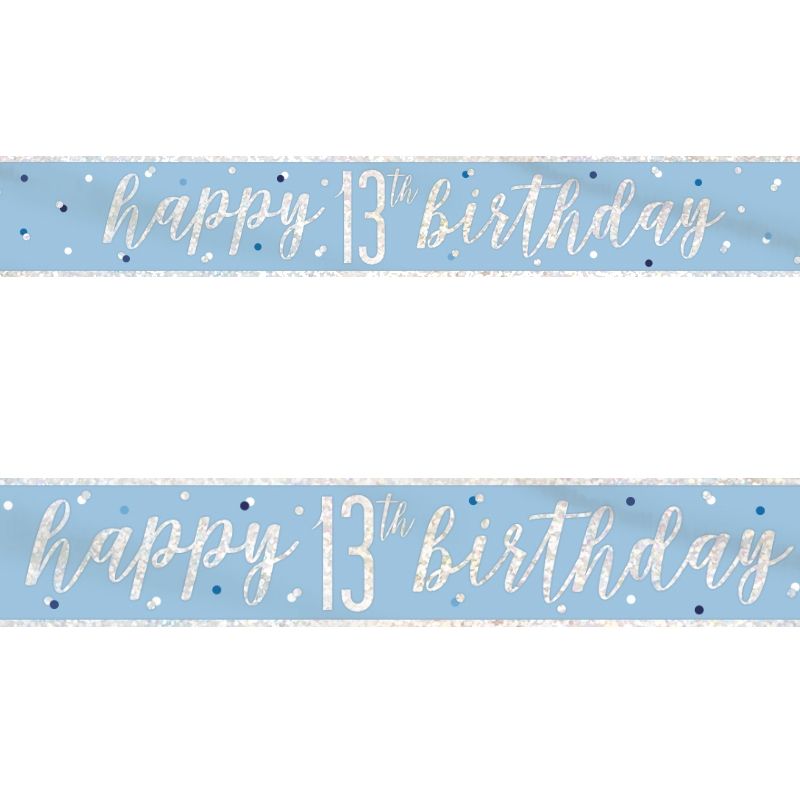 Blue Glitz 13th Birthday Pack – Teenager Banner & Decor