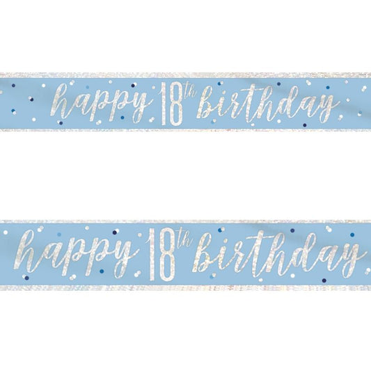 Blue & Silver 18th Birthday Banners (Foil) | Party Save Smile