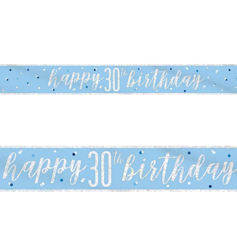 Blue Glitz 30th Birthday Party Pack: Tableware & Decoration Kit