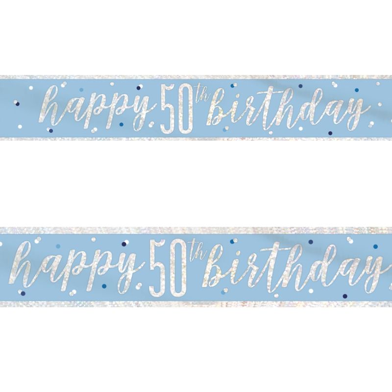Blue & Silver 50th Birthday Party Pack with Decor & Balloons