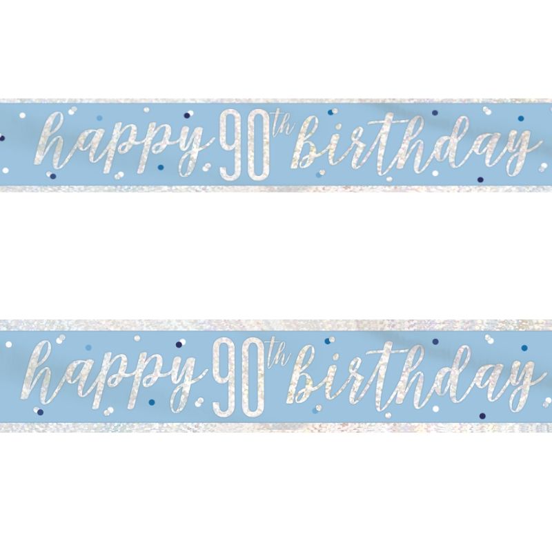 Blue & Silver 90th Birthday Party Pack: Tableware & Decor