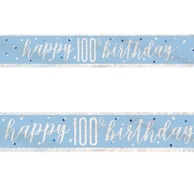 Blue Glitz Premium 100th Birthday Party Pack