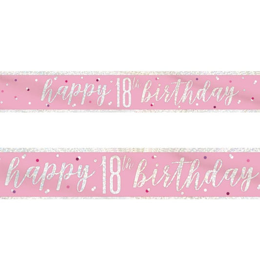 Pink & Silver 18th Birthday Banners (Foil) | Party Save Smile