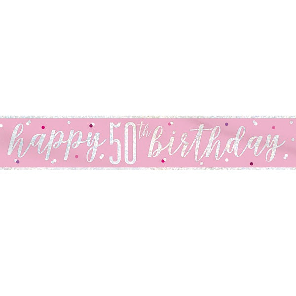 Pink & Silver 50th Birthday Party Decorations Pack