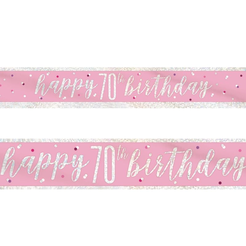 Pink Silver 70th Birthday Party Kit & Decorations Pack