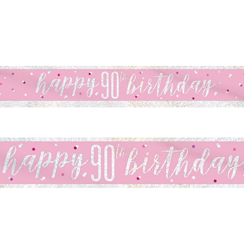 90th Birthday Party Packs - Pink Silver