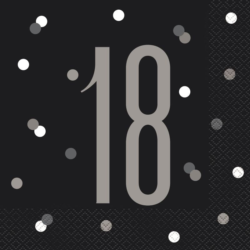 Black Glitz 18th Birthday Party Pack & Decoration Kit