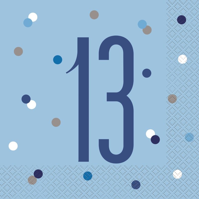 Blue Glitz 13th Birthday Party Pack: Tableware Party Kit