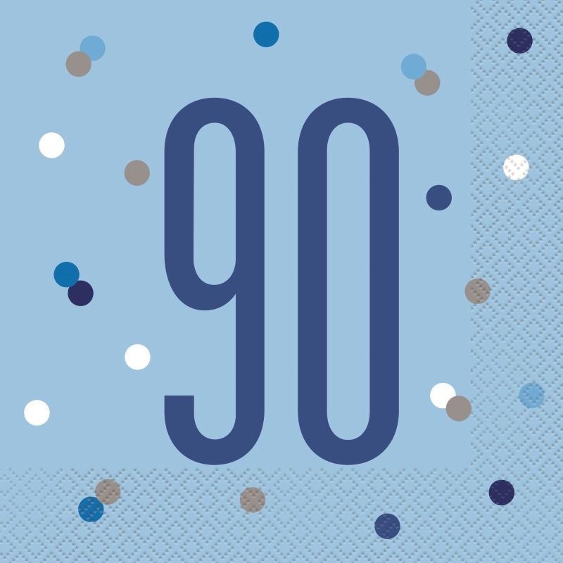 Blue & Silver 90th Birthday Party Pack: Tableware & Decor
