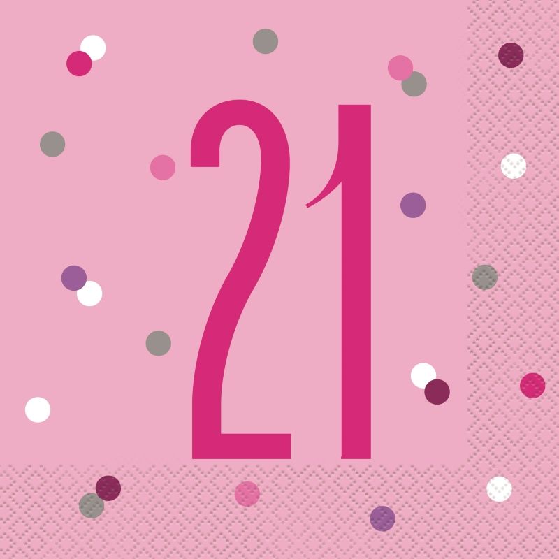 Pink Glitz 21st Birthday Party Pack: Tableware Party Kit