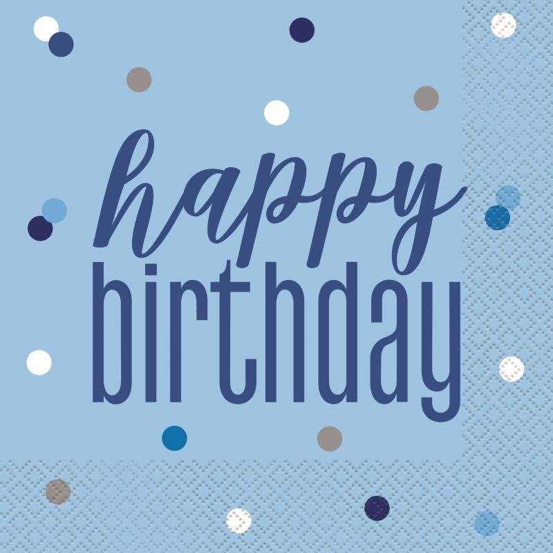 Blue Glitz Birthday Party Packs: Tableware & Decoration Kit