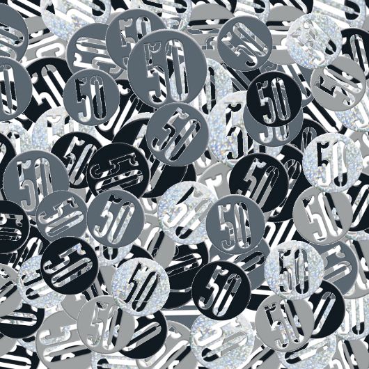 Black and Silver 50th Birthday Table Confetti 14 grams | Party Save Smile