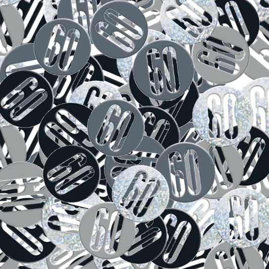 Black and Silver Holographic 60th Birthday Table Confetti | Decoration