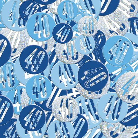 Blue & Silver 40th Birthday Table Confetti 14 Grams | Party Save Smile