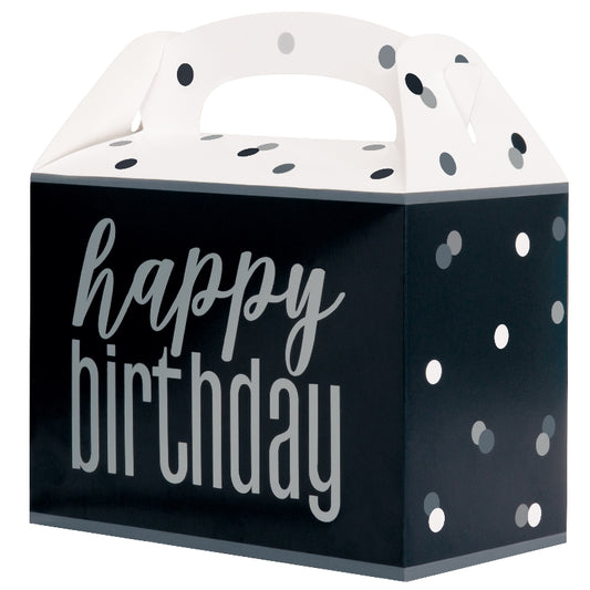 Black and Silver Birthday Party Boxes 6 Pack