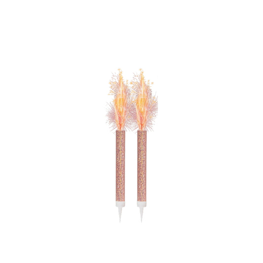 Rose Gold Prismatic Ice Fountain Candles 2 Pack | Party Save Smile