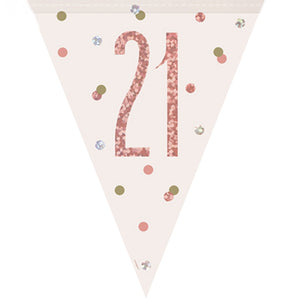 Rose Gold 21st Birthday Bunting Flag Banner 2.7 Metres