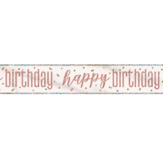 Rose Gold Happy Birthday Banner