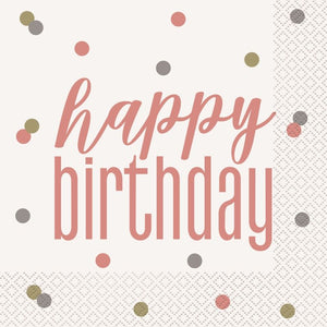 Rose Gold Glitz Birthday Napkins Pack of 16