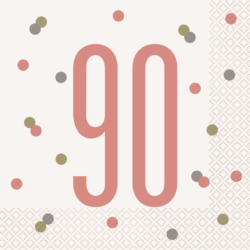 Rose Gold 90th Birthday Party Pack: Tableware Party Kit