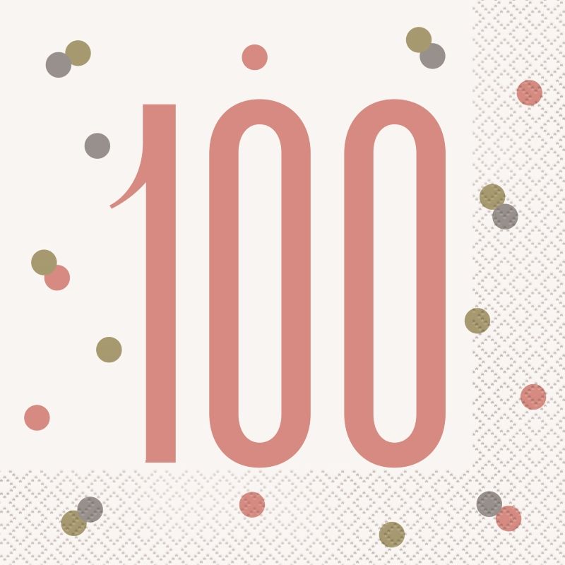 Rose Gold 100th Birthday Party Pack: Tableware & Decoration Kit