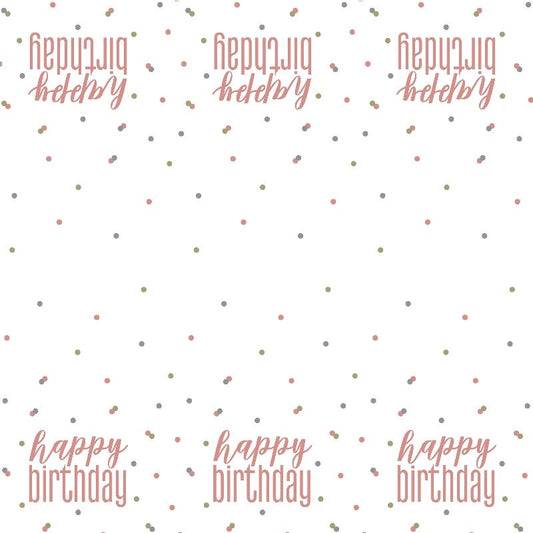 Glitz Rose Gold Birthday Tablecloth