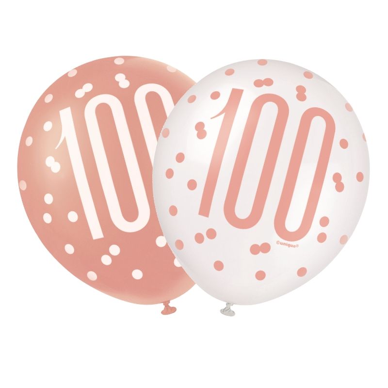 Rose Gold 100th Birthday Party Pack: Tableware & Decoration Kit