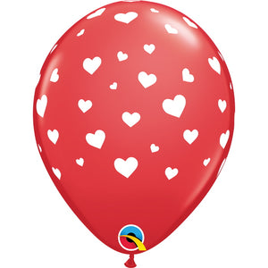 Red Hearts Latex Balloons 11 Inch Pack of 6