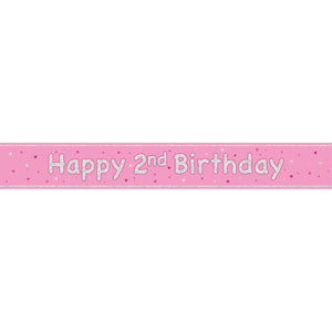 Pink Glitz 2nd Birthday Prism Foil Banner 9 ft