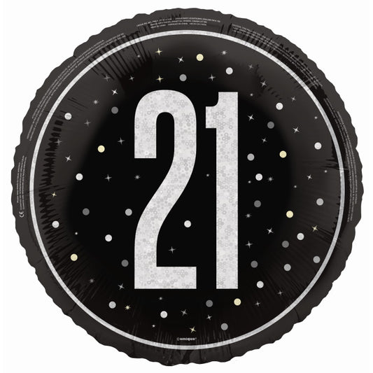 Black and Silver 21st Birthday Foil Balloon Prismatic | Party Save Smile