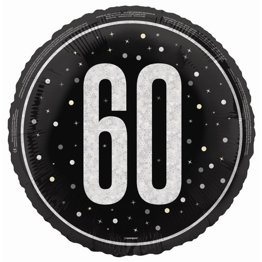 Black and Silver 60th Birthday Foil Balloon Prismatic | Party Save Smile